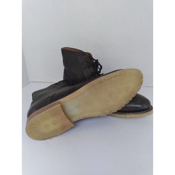Classic Black Leather Wingtip Brogue Boot with Contrast Sole - Casual Dress Boot main image 6